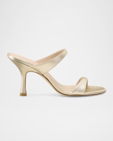Stuart Weitzman Nudist Metallic Dual-Band Slide Sandals