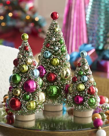 Bethany Lowe Kitschmas Bottle Brush Christmas Trees, Set of 3