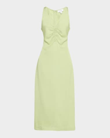 Reiss Pari Sleeveless Ruched Midi Dress