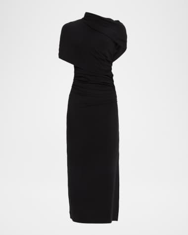 Reiss Azure Ruched Mock-Neck Midi Dress