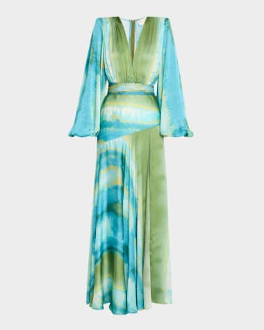 Bronx and Banco Carmen Coastal Deep V-Neck Side Slit Gown