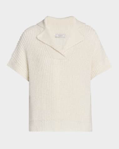 Peserico Ribbed Sequin-Embellished Shimmer Knit Vest