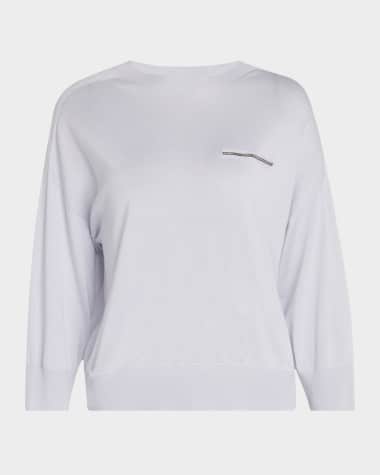 Peserico Cashmere and Silk Chain-Trim Knit Sweater