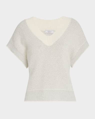 Peserico Knit Short-Sleeve V-Neck Sweater