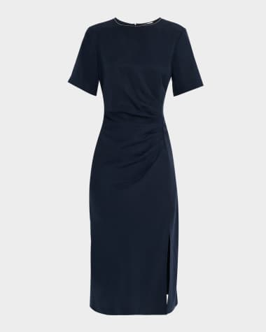 Peserico Ruched Punto Luce Viscose Midi Dress