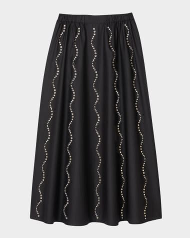 Sandro Aviv Embellished Midi Skirt