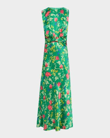 Saloni Gwen Silk Midi Dress