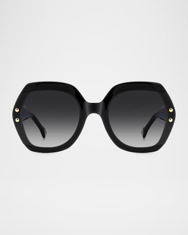 Carolina Herrera Logo-Print Round Acetate Sunglasses