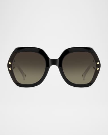 Carolina Herrera Logo-Print Round Acetate Sunglasses