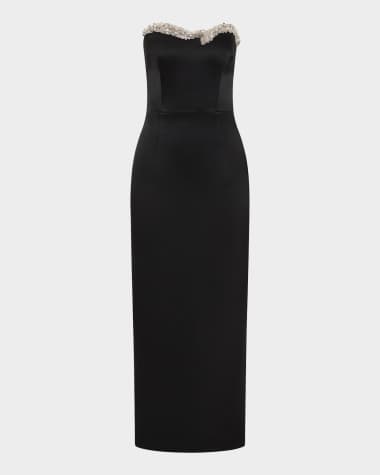 Rachel Gilbert Lorna Crystal Strapless Midi Dress