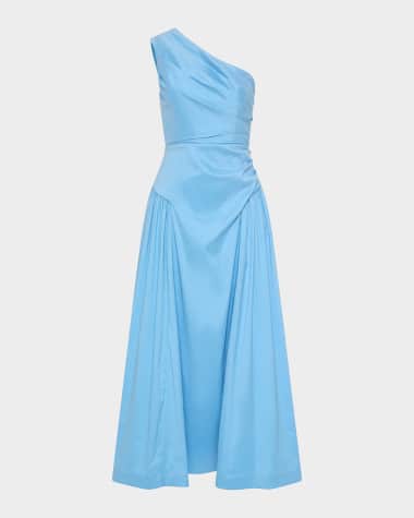 Rachel Gilbert Banksia One-Shoulder Gathered-Hip Midi Dress