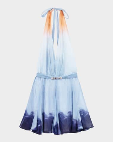 Maje Riciela Tie-Dye Halter Mini Dress