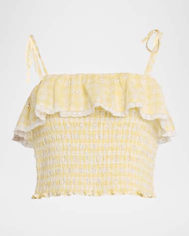 LoveShackFancy Renada Gingham Eyelet Top