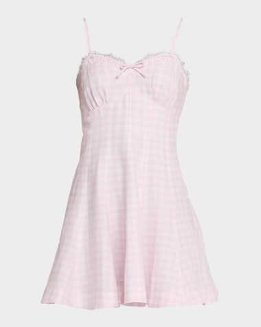 LoveShackFancy Shai Linen Gingham Mini Dress
