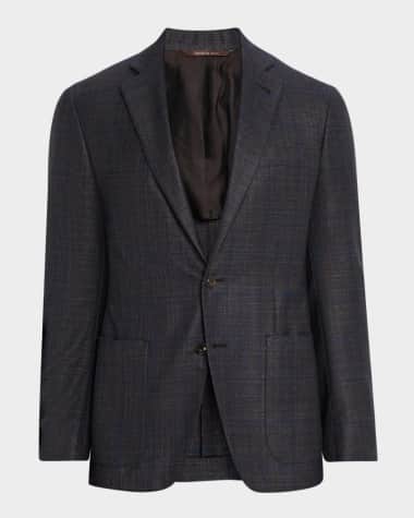 Canali Men's Silk and Cashmere Windowpane Sport Coat
