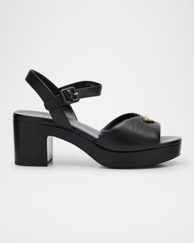 Prada Soft Nappa Ankle Strap Platform Sandals