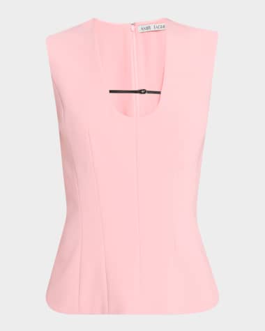 Amir Taghi Eiza U-Neck Sleeveless Micro-Belt Top