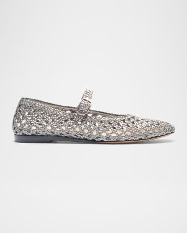 Le Monde Beryl Woven Metallic Mary Jane Ballerina Flats