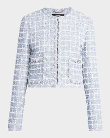 Versace Boucle Windowpane Tweed Jacket