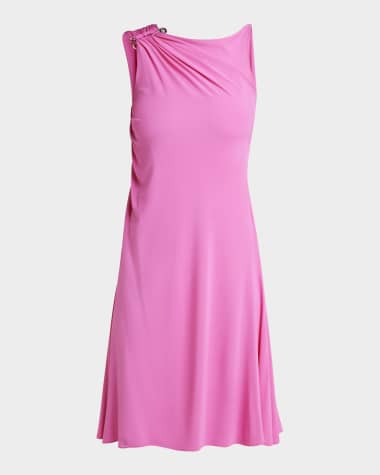 Versace Sleeveless Draped Stretch Crepe Jersey Dress