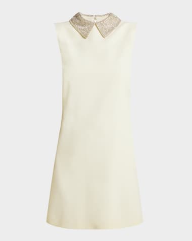 Versace Crystal-Collar Envers Satin Mini Dress