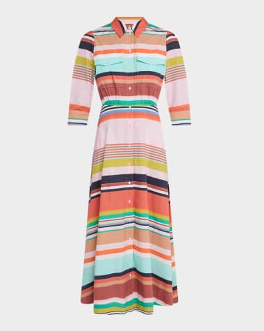 Essentiel Antwerp Hiced Striped Midi Shirtdress