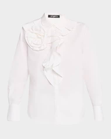 Ungaro Ruffle Floral Applique Blouse