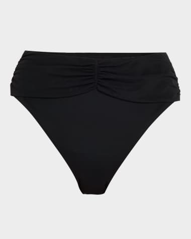 JETS Australia Ruched High-Waist Bikini Bottoms