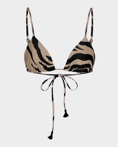 Johanna Ortiz Zebra Konibo Triangle Bikini Top