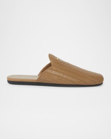 Prada Woven Leather Mule Loafers