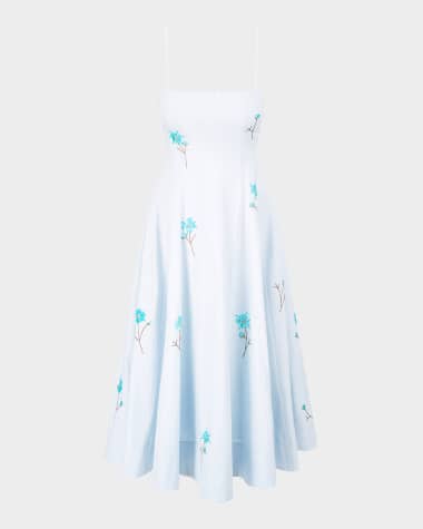 STAUD Wylie Floral Paneled Midi Dress