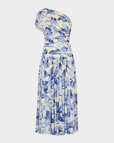 NICHOLAS Gaia Ruched One-Shoulder Jersey Maxi Dress