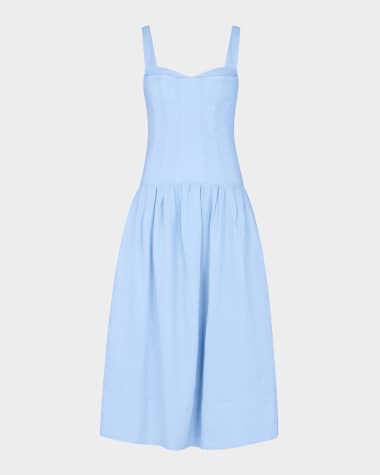 NICHOLAS Makenna Ruched Sweetheart Corset Midi Dress