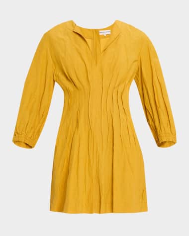 Apiece Apart Rocca Pintuck A-Line Mini Dress