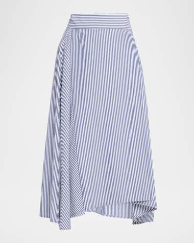 Apiece Apart Marsala Striped Organic Cotton Midi Skirt