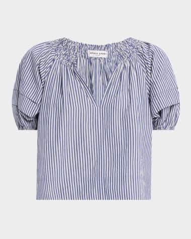 Apiece Apart Caminitas Striped Puff-Sleeve Top
