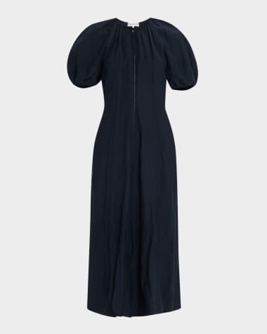 Apiece Apart Neli Blouson-Sleeve Ruched Maxi Dress