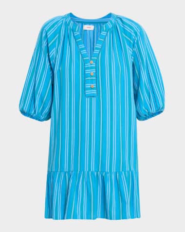 Xirena Edie Flounce Striped Cotton Mini Shift Dress