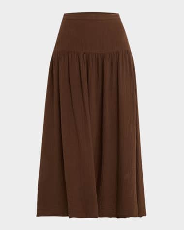 Xirena Evelyn A-Line Cotton Gauze Midi Skirt