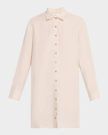 Xirena Bobby Solid Linen Shift Mini Shirtdress