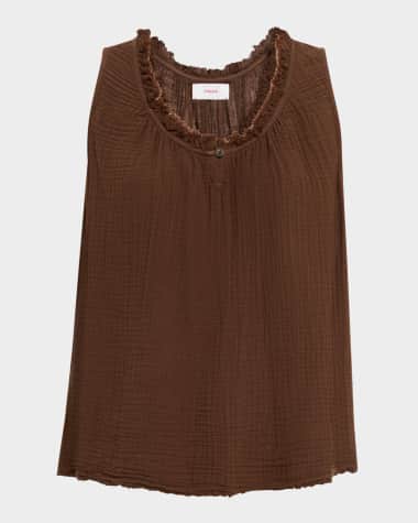 Xirena Rosie Ruffle-Trim Cotton Gauze Top