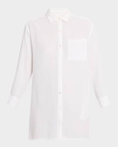 Xirena Tyson Cotton Gauze Shift Mini Shirtdress