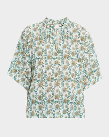 Xirena Meadow Floral-Print Cotton Top