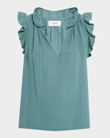 Xirena Bex Sleeveless Ruffle Cotton Gauze Top