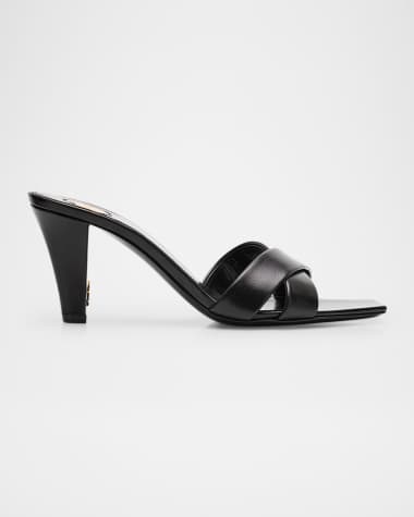 Saint Laurent Jill Leather Crisscross Mule Sandals
