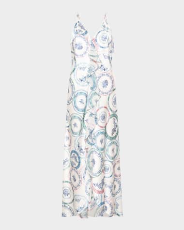 MISA Los Angeles Angela Ruffle-Trim Midi Dress
