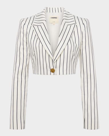 L'Agence Izzie Striped Cropped Blazer