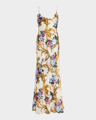 L'Agence Serita V-Neck Bias-Cut Maxi Dress