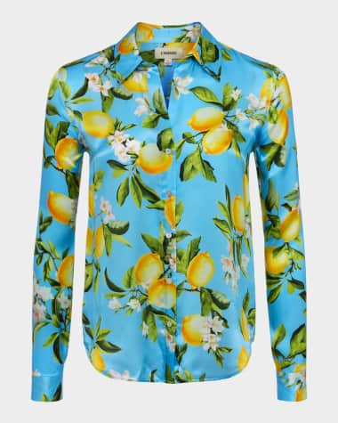 L'Agence Floral Lemon Tyler Silk Blouse