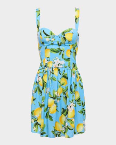 L'Agence Floral Lemon Jai Drop-Waist Mini Dress